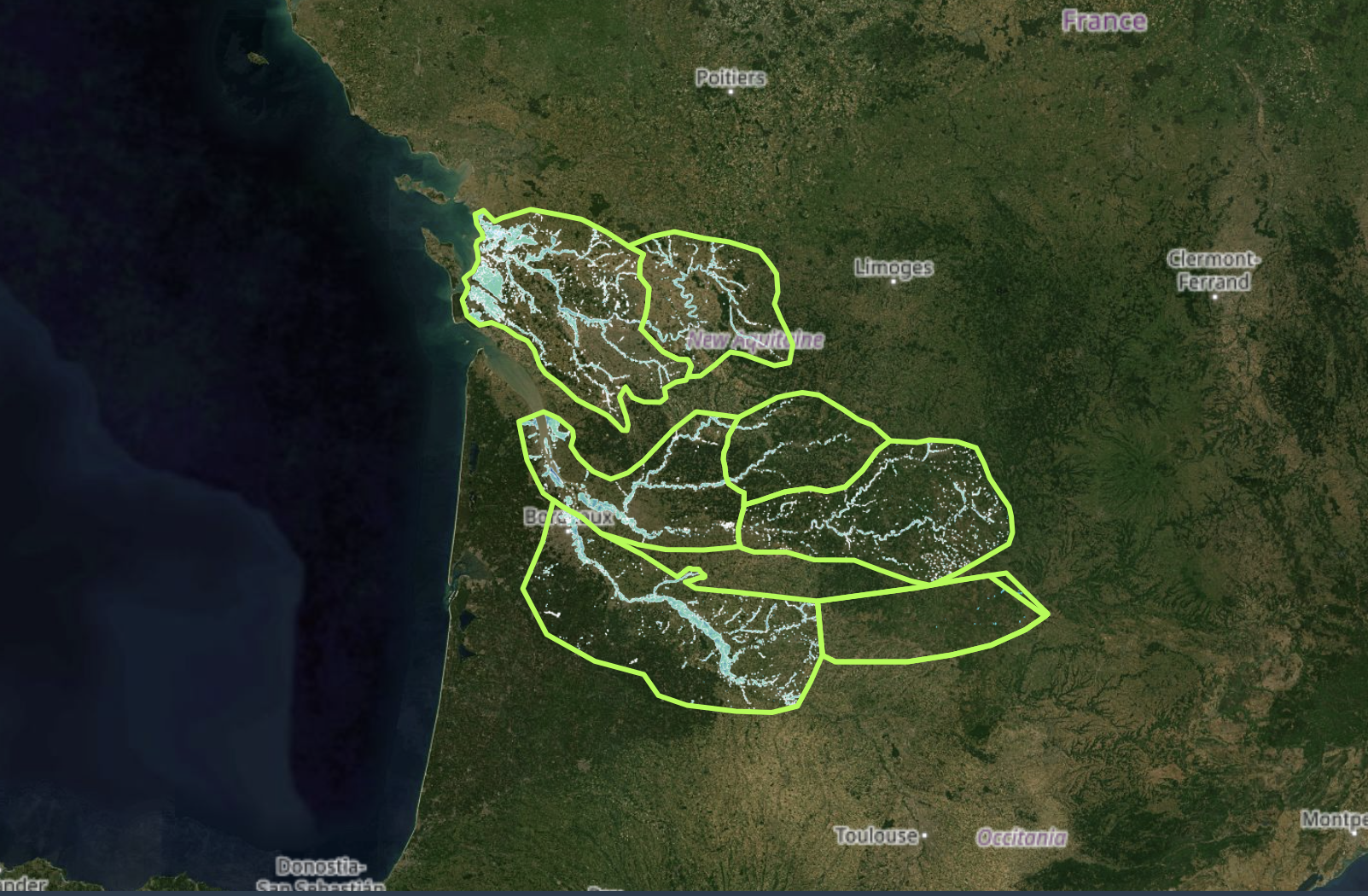 Inundaciones en Nueva Aquitania, Francia